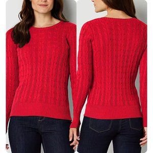 St. John's Bay Cable Knit Sweater Red Crew Neck Size 3X NWT
